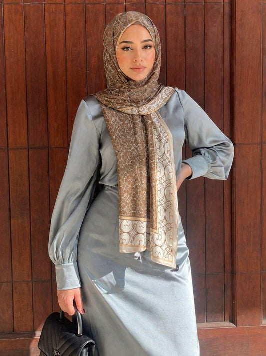 Crepe Chiffon Beige Pattern Scarf