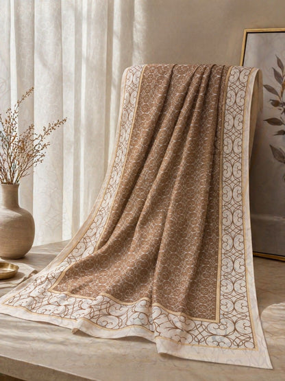 Crepe Chiffon Beige Pattern Scarf